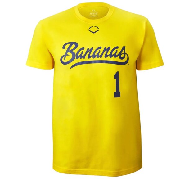 With tags! YOUTH XL Savanah Bananas EvoShield Short Sleeve Shirsey - Yellow - Picture 1 of 1